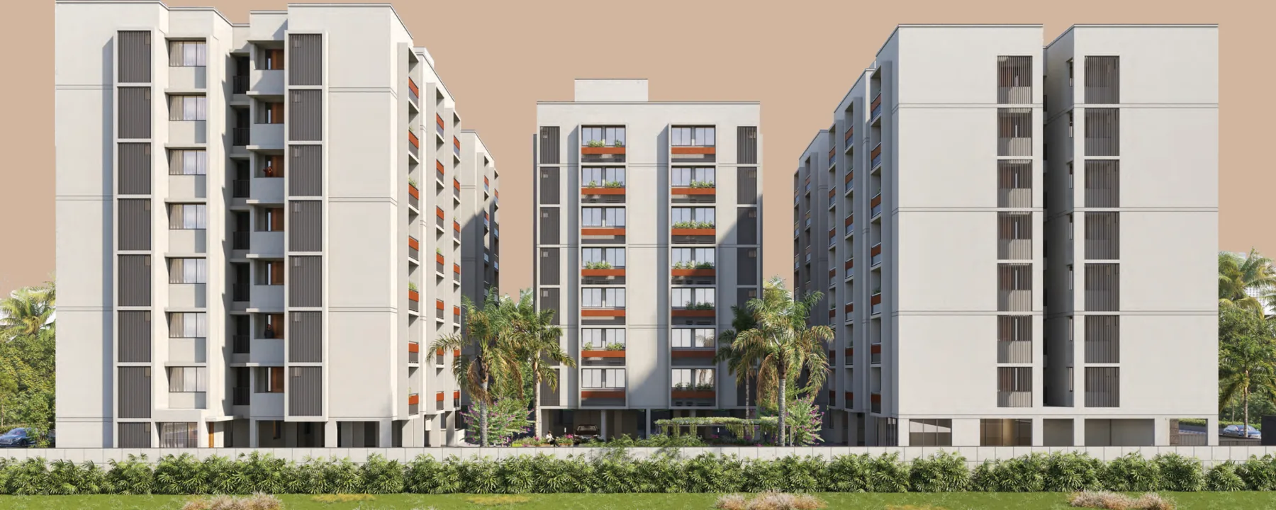 Architectural rendering of the residential blocks in the supplied project brochure